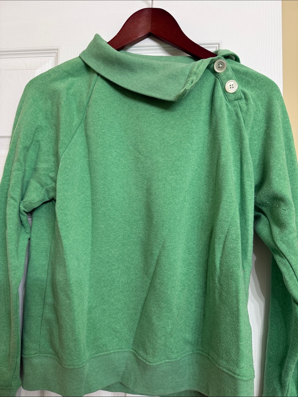 J. Crew Green Button-Shoulder Cowl Sweater
